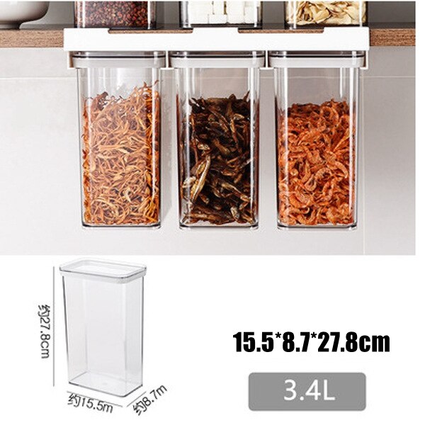 Wall-mounted Food Storage Cans Plastic Stacked Food Storage Container Box Refrigerator Sliding Sealed Jar Kitchen Supplies: L