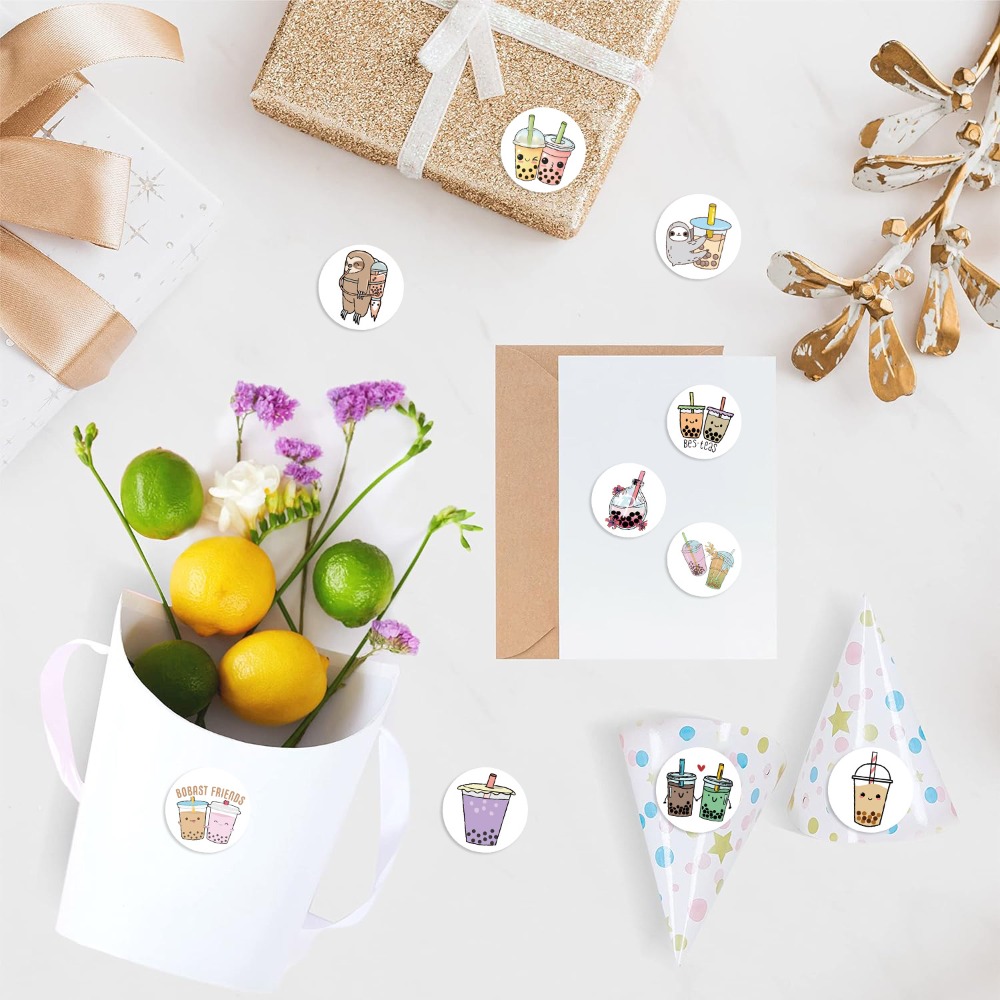 500 stks Cartoon Parel Melk Thee Stickers Pack Voor Meisje Boba Bubble Teas Decal Sticker Om DIY beloning afdichting label Laptop Gitaar