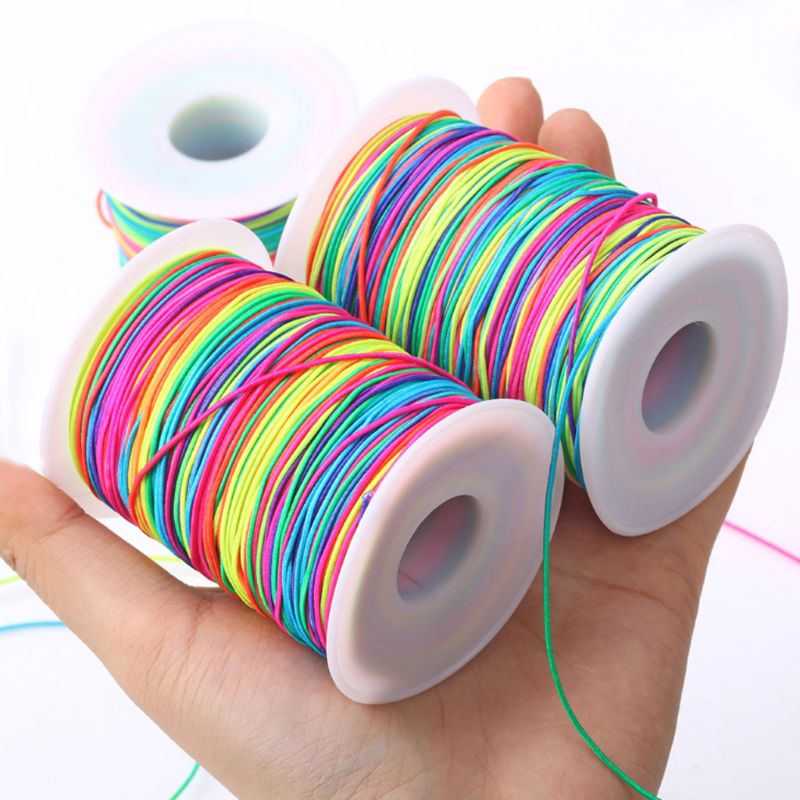 100M Regenboog Kleurrijke Elastisch Koord 1Mm Draad Stretch String Craft Voor Kralen Vlechten Diy Sieraden Handgemaakte