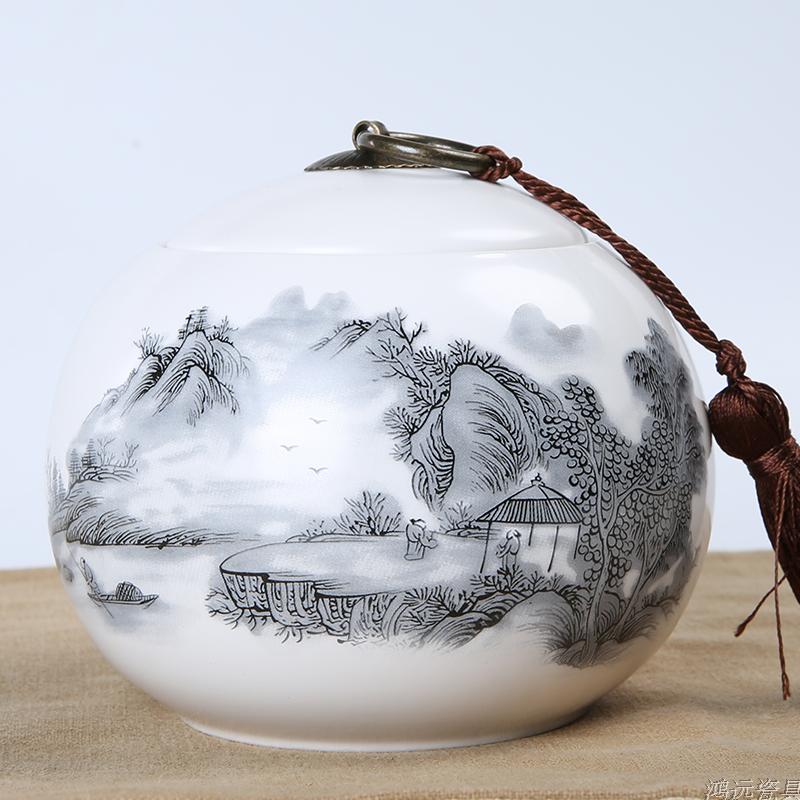 Large capacity Ceramic Tea Caddy Portable Sealed travel Tea Jar Candy coffee Storage Spice Container Tea Boxes storage tank: A
