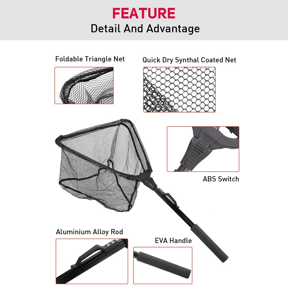 Collapsible Fishing Nets Aluminum Alloy Fishing Tools Small Mesh Foldable Landing Net Pole Casting Network Trap Fishing Tackle