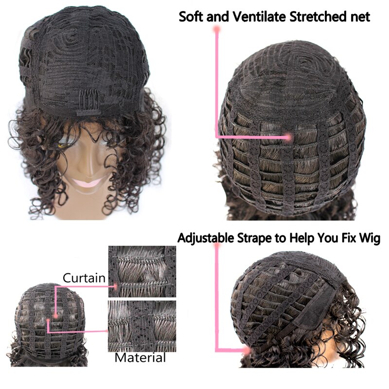 LISI HAIR Short Curly Hair Blond Brown Color Wigs For Black Women African Women Hairstyle Synthetic Hair High Temperature Fiber