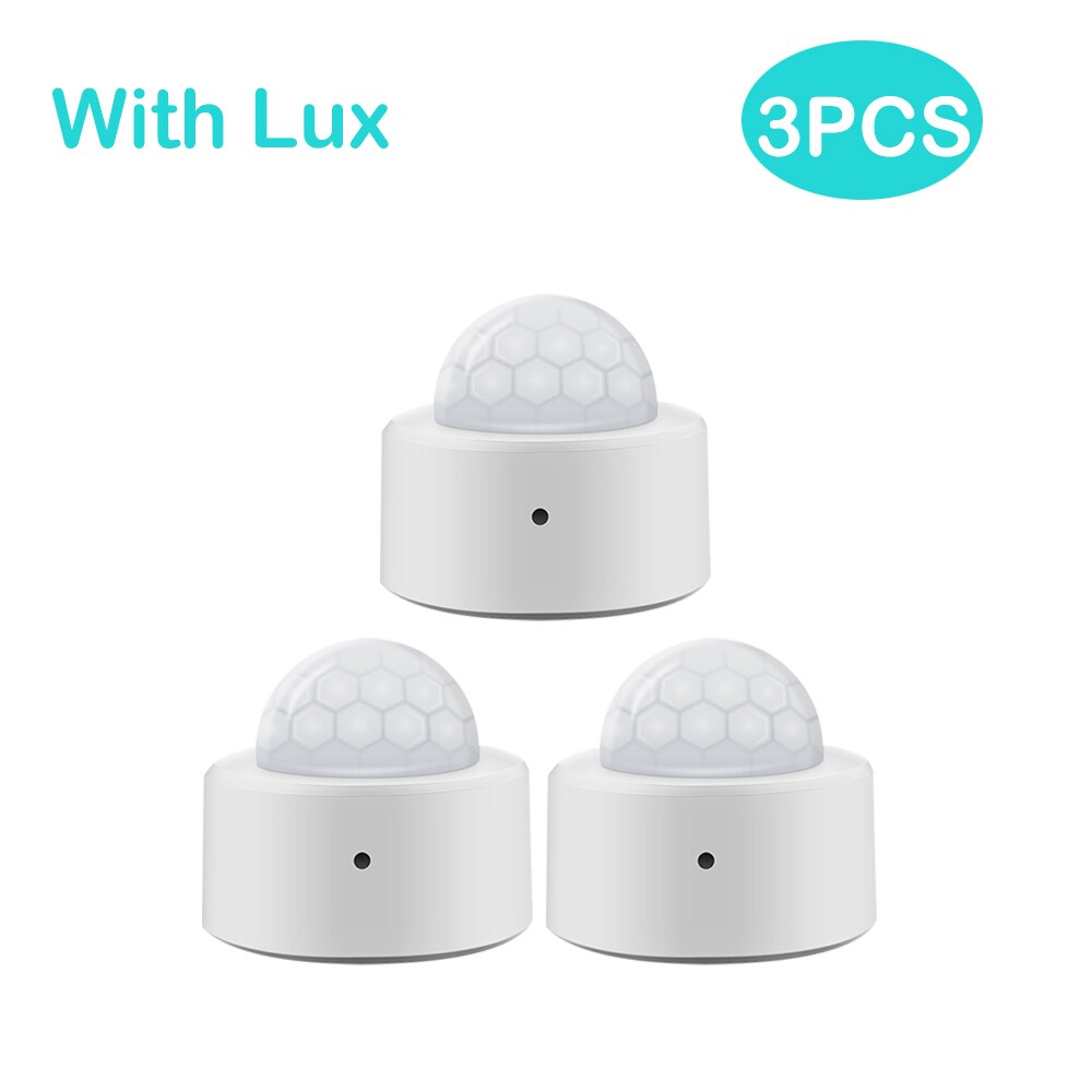Tuya Zigbee Mini PIR Motion Detector With Lux Light Sensor Passive Infrared Security Burglar Alarm Works With Tuya Hub: With Lux 3pcs