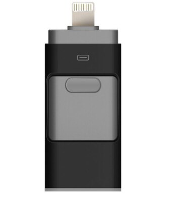 Supersonic 3 in 1 Draagbare Slimme Telefoon iphone USB Flash Disk met 8 Pin/Micro USB Plug/USB 128GB 64GB 32GB Pen Drives: 64GB / Black