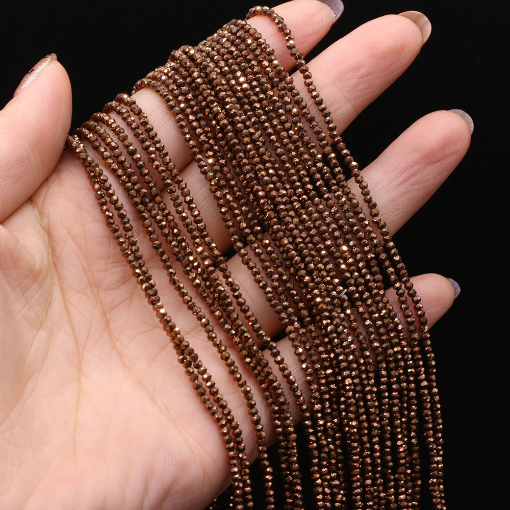 5 strenge naturstenperler belagt farve facetslebet krystal stione spacer løse perler armbånd gør-det-selv smykkefremstilling halskæde 2/3mm: Lyserød / Andet