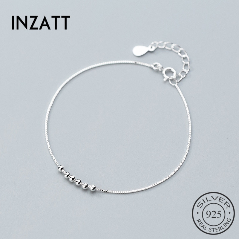 Inzatt Real 925 Sterling Zilver Minimalistische Geometrische Kralen Armband Fijne Sieraden Voor Charm Vrouwen Party Mode-sieraden