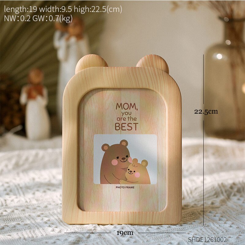 lovely cute glass Frame 7.5 inches Korean style desk Picture Photo Frames for Wall picture frames wall photo frame home decor: Bear Beige 18X13cm