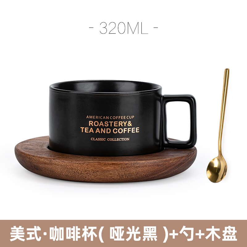 Black Luxury Ceramic Coffee Cup and Saucer Set Bone China Dinnerware Coffee Cup Sets Vaso Para Cafe Mug BD50CS: style9