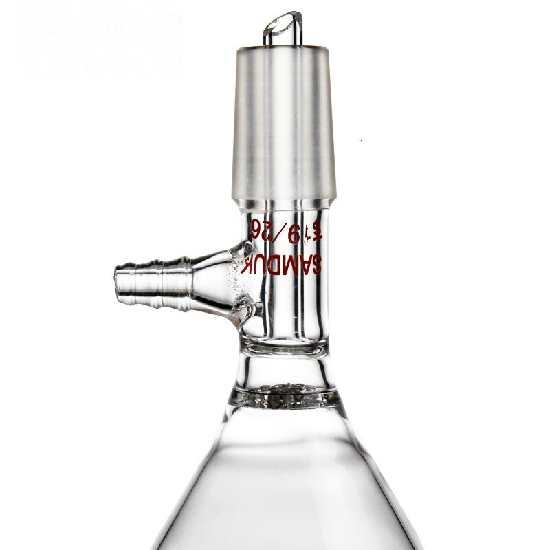 Embudo de succión de vidrio de borosilicato con orificio de filtro, Junta estándar esmerilada para herramientas de enseñanza de laboratorio, 1 unidad de 50mm de diámetro a 150mm, 19 #24 #