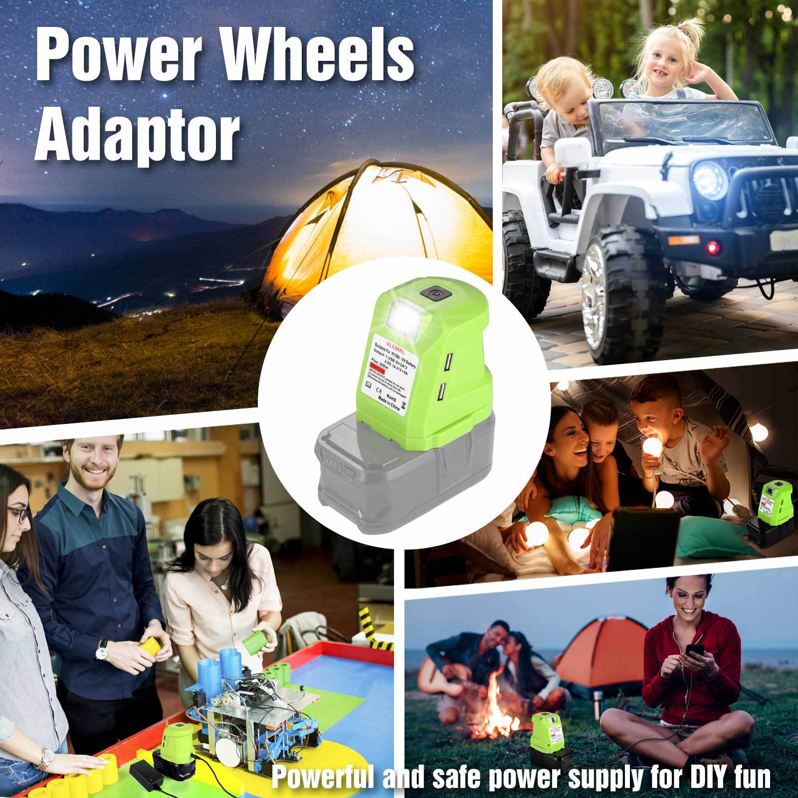 DC14.4-18V/5A DIY Battery Adapter For Ryobi One+ 18V Li-ion Battery P743 PSK005 PBP2003 P107 Dual USB LED Light Power Tools Part