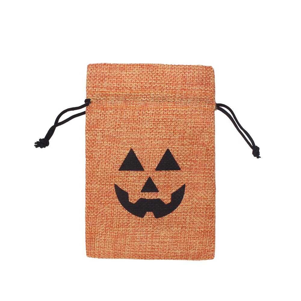 100 Stks/partij 10X14Cm Pompoen Gedrukt Trekkoord Opslag Pakket Zakken Halloween Party Candy Jute Linnen Zakjes Organizer