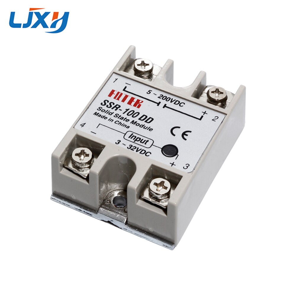 LJXH Plastic Single Phase Solid State Relay Module SSR-10DD 25DD 40DD 75DD 100DD DC Control DC Relais 3~32VDC to 5~200VDC: SSR-DD 100