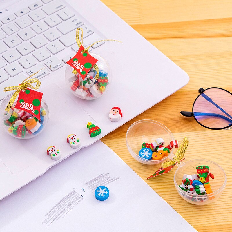Kawaii Weihnachten Radiergummi Mini Weihnachten Ball Radiergummis Neue Jahr Für freundlicher Studenten Schreibwaren Schule Bürobedarf