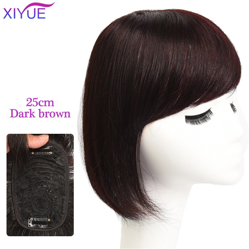 Black/Light Brown Clip On Bangs Hairpieces Bangs Clip In Hair Extensions 3D Bangs Replacement Piece Hair Covering White Hair: 4