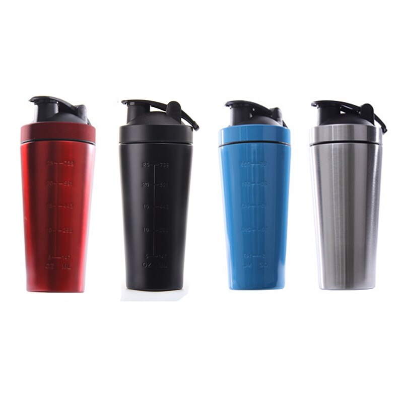 Stainless Steel Protein Vibrating Bottle Gym Shaker Sports Milkshake Blender Water Bottle Whey Protein Fitness Without BPA Red
