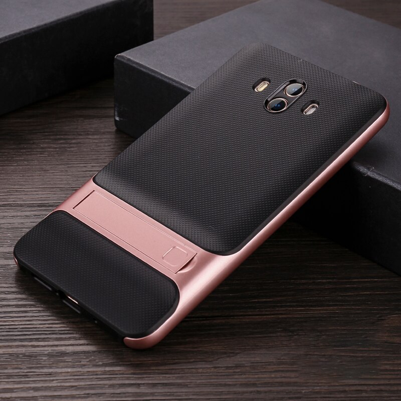 Fundas traseras de teléfono móvil para Huawei Mate 10 fundas de silicona 5,9 "3D de pie TPU PC híbrido 360 Carcasa protectora mate10 estilo libro.: Royce Rose Gold