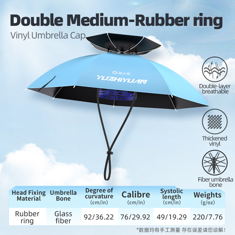 YUZHIYUAN Angelhut, UV-Schutz, tragbar, faltbar, Regenschirmhut, Regen, Sonnenschein, doppelter Verwendungszweck, für draussen-Camping, Angeln, Wandern: Freier Raum