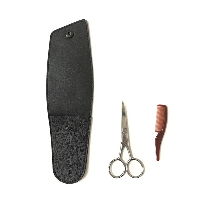Snor Wenkbrauw Trimmer Mannen Baard Schaar Rvs Shear Cutter Care Medeplichtige Schaar Kam Kit