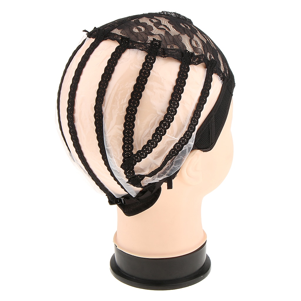 Elastische Verstelbare Haarkant Maken Weave Cap Elastische Haar Mesh Netto Zwart
