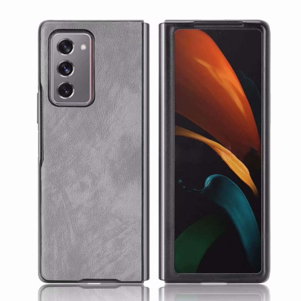 For samsung galaxy z fold 2 -deksel litchi striae hardt pc-deksel til samsung galaxy z fold 2 5g- deksel støtsikre coques: Grå