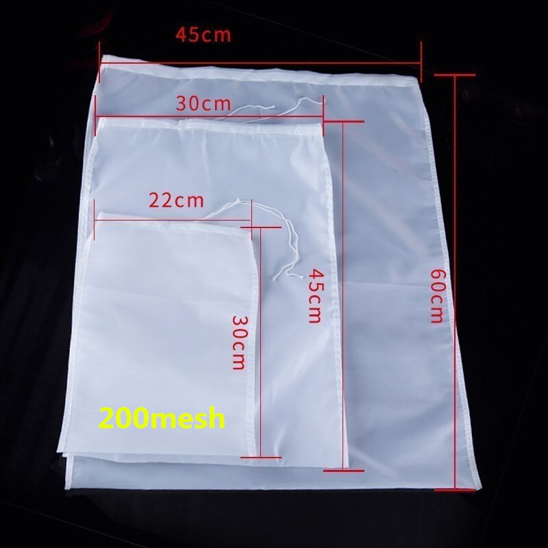 3 poser nøttemelkpose kommersiell gjenbrukbar mandelmelkpose sil finmasket nylon osteduk kaldbrygg kaffefilter 300 mesh: 200 mesh -3 poser