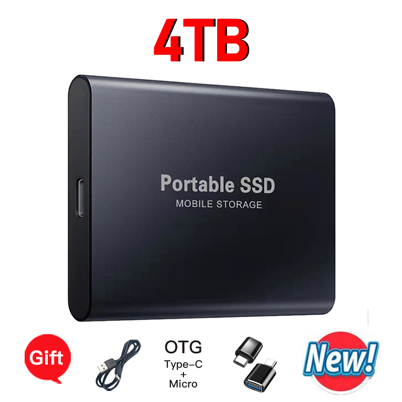 Mini-Festplatte 1 TB Neue 2 TB tragbare SSD hoch-Geschwindigkeit ​ ​ Externe externe USB 3.1 Typ-C-Festplatte für Laptops/MACs/Desktops: Schwarz / bündeln 5