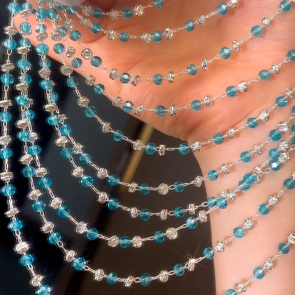 0,5 M 1M 2M bola de cristal roja cadena con cuentas cuentas de vidrio collar cadena accesorios para la fabricación de joyas componentes manualidades suministros DIY