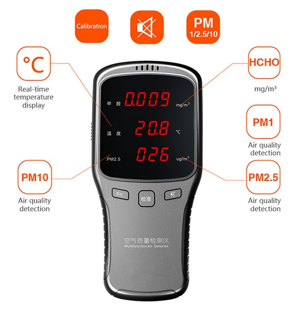 Nauwkeurigheid PM1.0 PM2.5 PM10 Meter PM2.5 Sensor Meter Gas Air Meter Met Oplaadbare Lithium Batterij