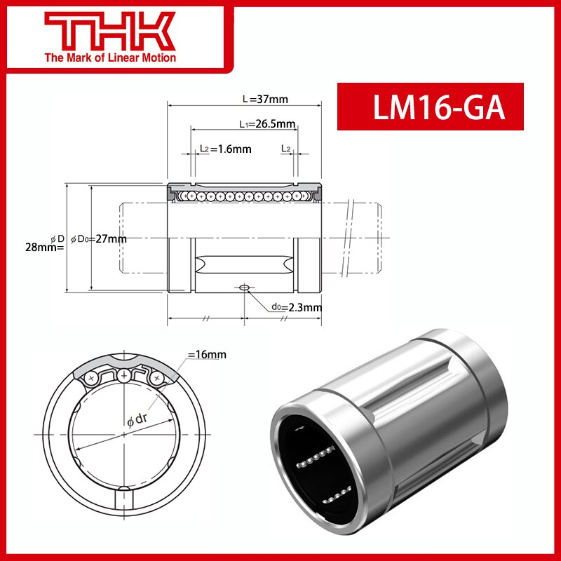 Original THK linear bushing LM LM16-GA LM16GA linear bearing