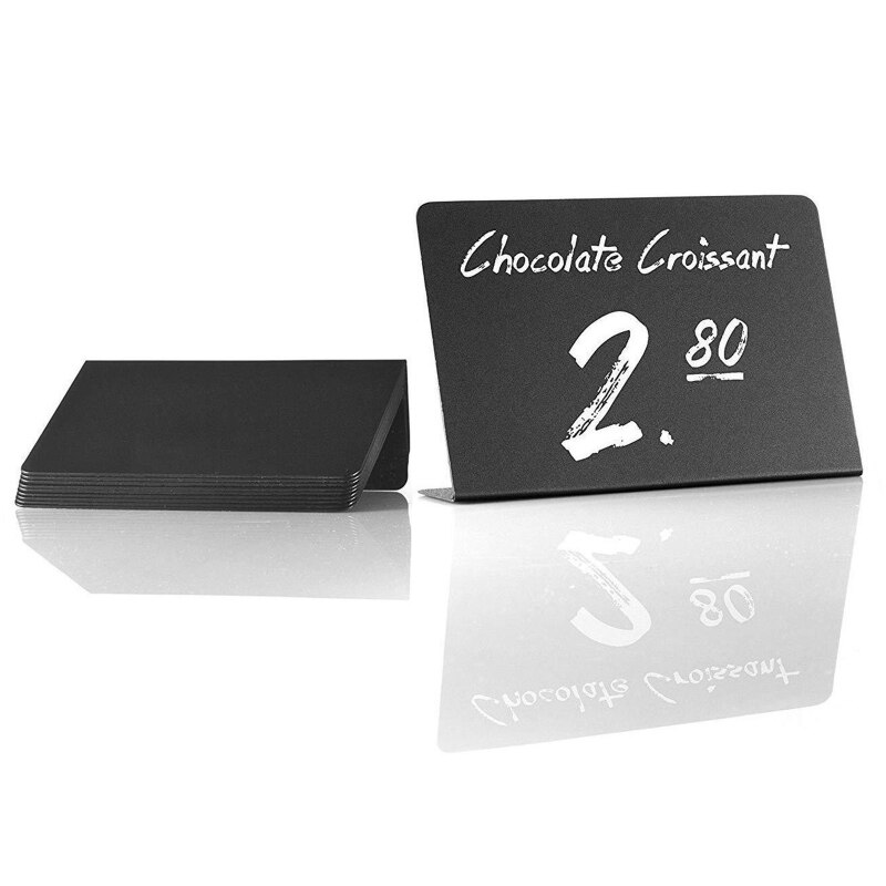 10 Pack Rustic Acrylic Mini Chalkboard Signs - Easy to Write and Wipe Out - for Liquid Chalk Markers and Chalk for Party
