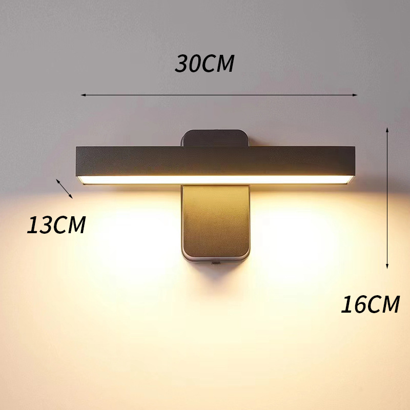Bevægelsessensor udendørs drejelig firkantet verandalampe vandtæt  ip65 balkon have gårdhave væglampe tuya rgb led væglampe: Kold hvid