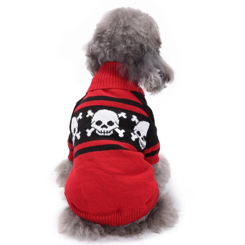 Dödskalle tröja för husdjur halloween tröja för chihuahua ropa de perro turtleneck hund tröjor höst vinter varma husdjur kläder hund