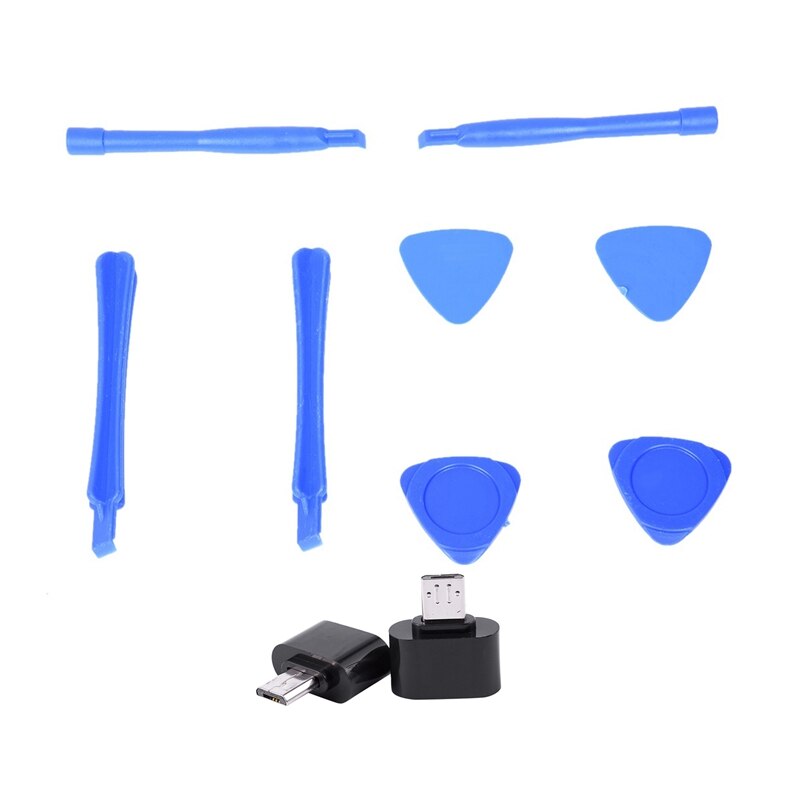 MOOL 1 Set Triple-Cornered Disassembly Screw Pry Repair Tool Kit &amp; 2Pcs Micro-USB Male To USB 2.0 OTG Adapter Converter: Default Title