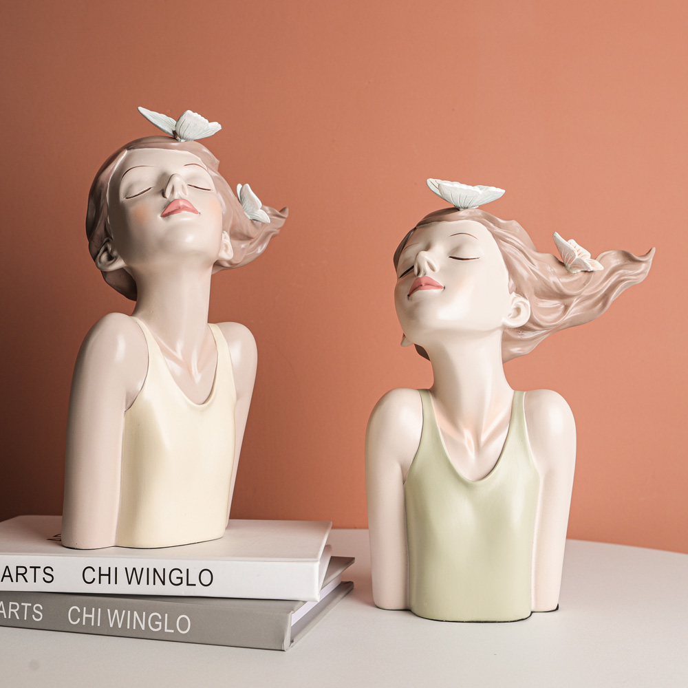 Sommerdekorationer sommerfugl pige statue dejlig til ven stueindretning bogreol tv skab boligindretning