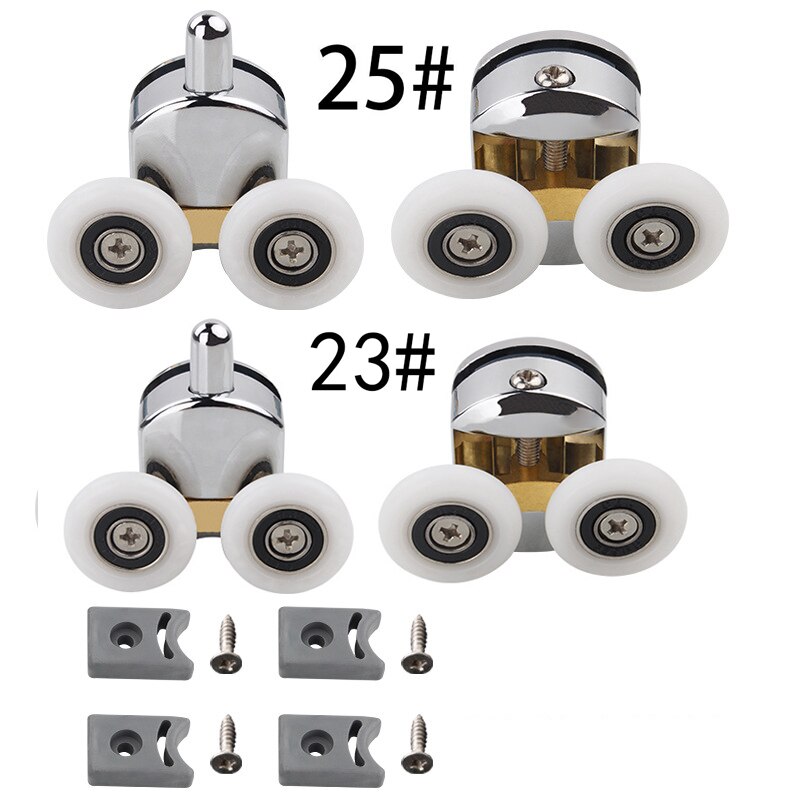4-Pack Shower Door Roller Wheels – 20mm Diameter, Brass & Plastic Construction, For 4-8mm Glass Sliding Doors, Easy Glide Replacement
