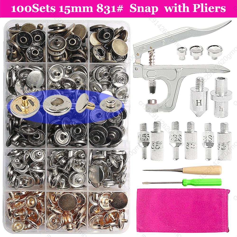 Botón a presión de acero inoxidable 503 # Sujetadores Botones Alicates Perforadora Molde Accesorios de costura para ropa Chaqueta Artesanía de cuero: Níquel negro