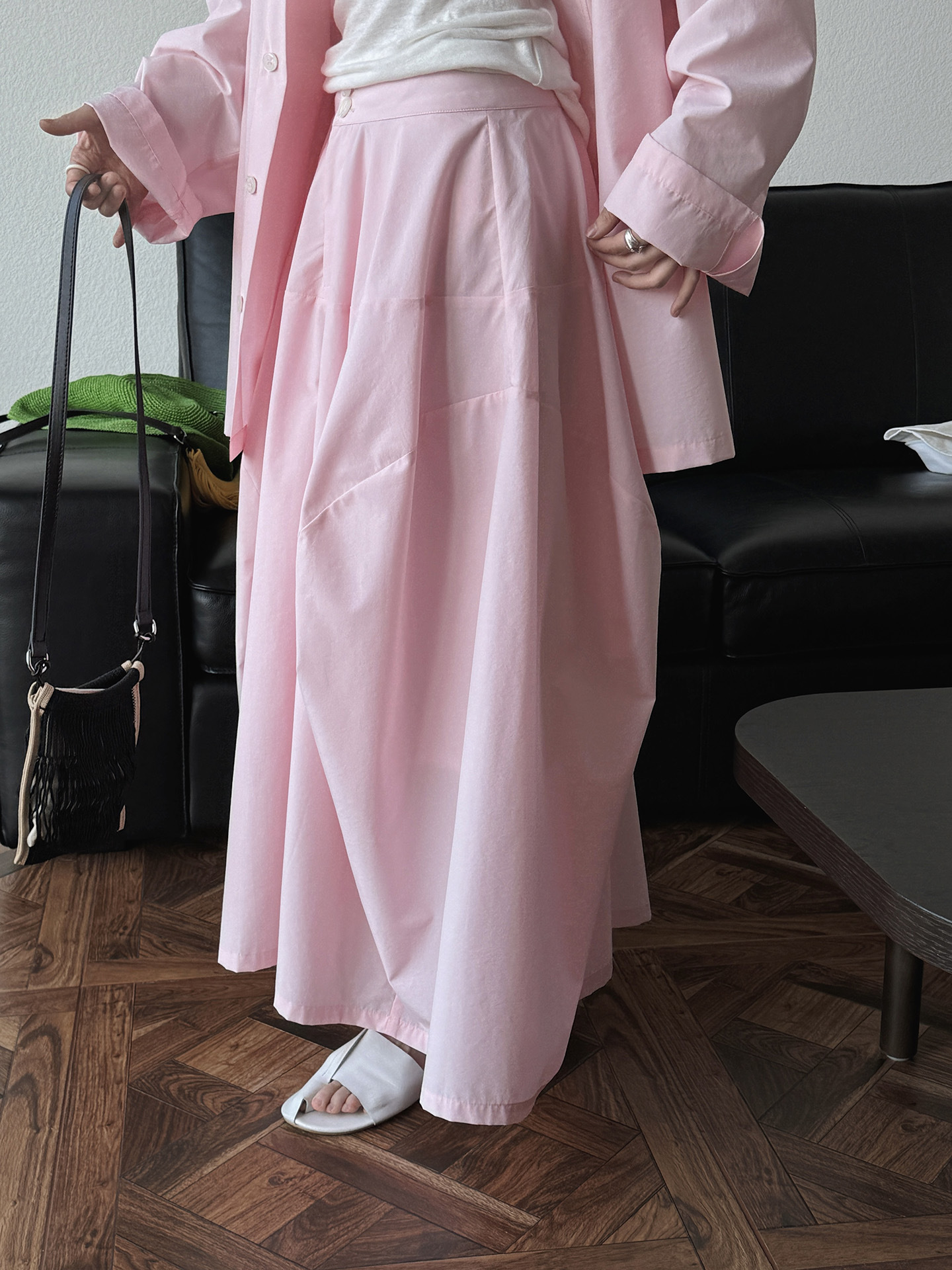 Lässiger, einfarbiger, lockerer Rock mit hoher Taille für Damen im Frühling und Sommer