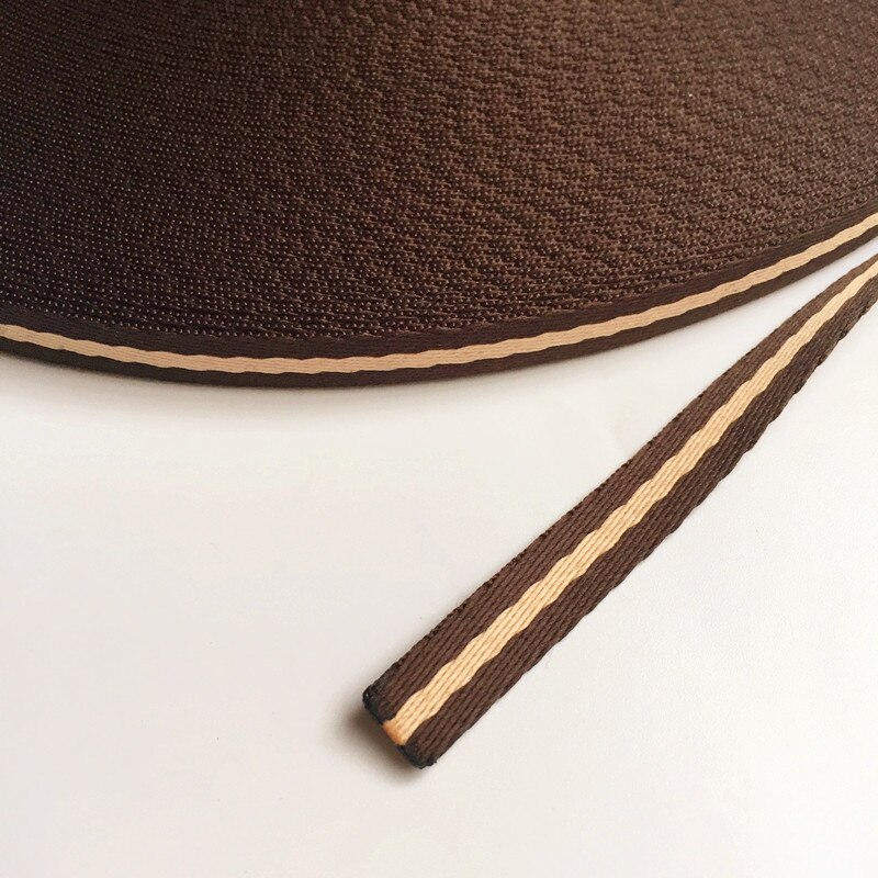 1 cm de alta qualidade fio macio tingido faixa webbing. Acessório da fita de costura diy, colhedor das decorações da roupa, corda da embalagem do presente: coffee beige