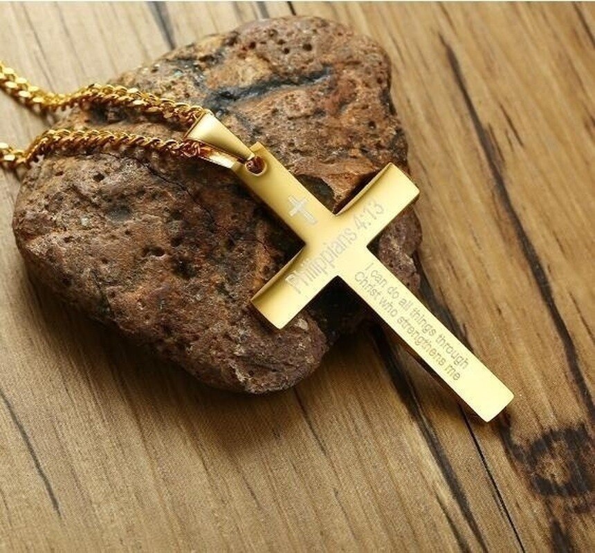 Trend Filippenzen Bijbelverzen Roestvrij Staal Met Ketting Mannen Multi-color Cross Hanger Ketting