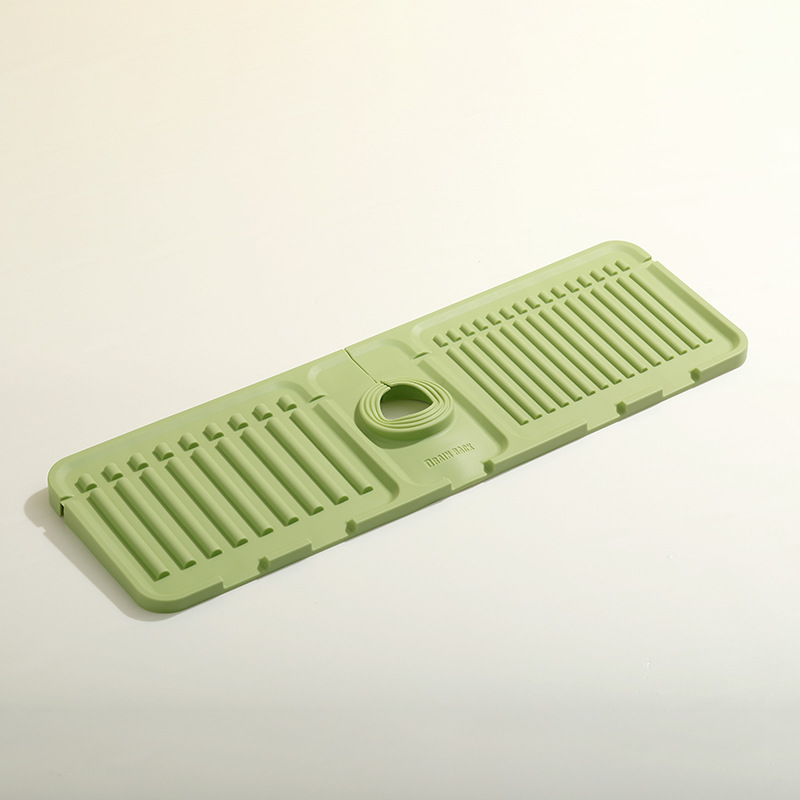 Silicone Draining Mat Fast Drying Sink Tray, Faucet Guard Mat, Sink Splash Guard Home Kitchen Bathroom Countertop Drain Rack: green