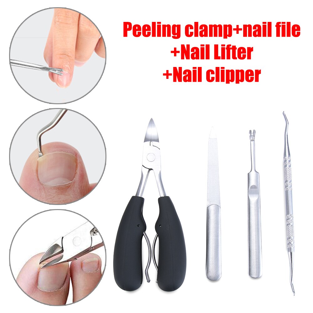 4Pcs/Set Rubber Handle Nails Stainless Toenail Clippers Nail Cutter For Thick Ingrown Nail Nippers Clipper Manicure Salon Tool