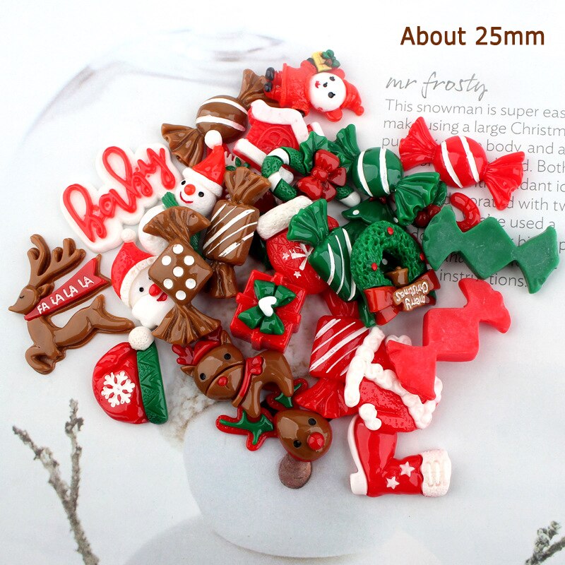 Milisten 50-Piece Christmas Slime Charm Slices - Santa, Snowman, Tree Resin Flatback Beads For DIY Crafts