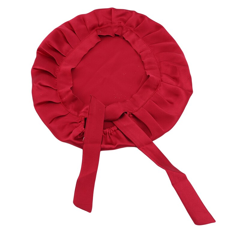 Motorhjelm hår styling hætte lang hårpleje kvinder nat søvn hat silke hoved wrap brusebad hætte hår styling værktøj solid enkel nathætte: Rødvin