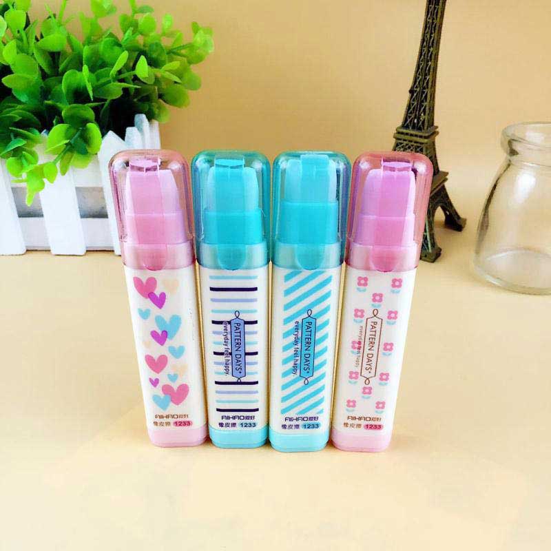 Mignon Kawaii coeur fleur gommes en caoutchouc belle rayure crayon gomme pour enfants coréen école papeterie nouveauté article