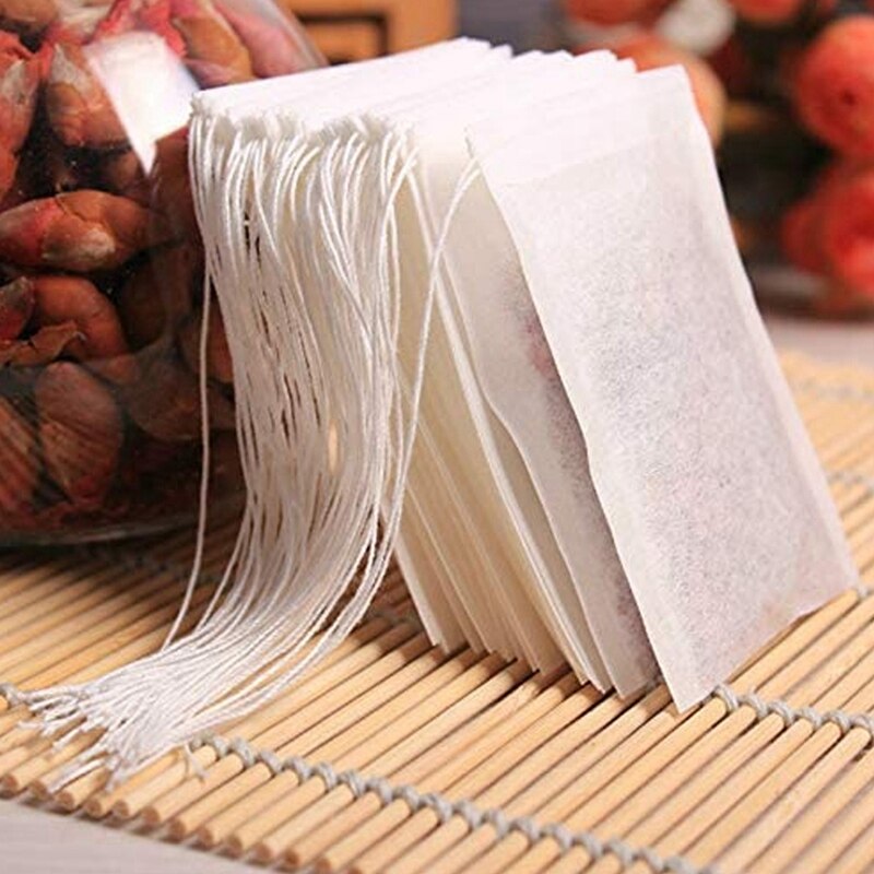 JEYL 200PCS Tea Filter Bags, Disposable Tea Infuser Bags Paper Empty Tea Bags Drawstring Loose Leaf Tea Bag Herb Filter Bag