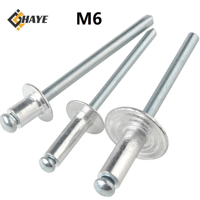 M6 aluminio Mushroon cabeza rotura mandril remaches ciegos 6mm x 10 12 16 20mm remache Pop de uñas para muebles coche avión