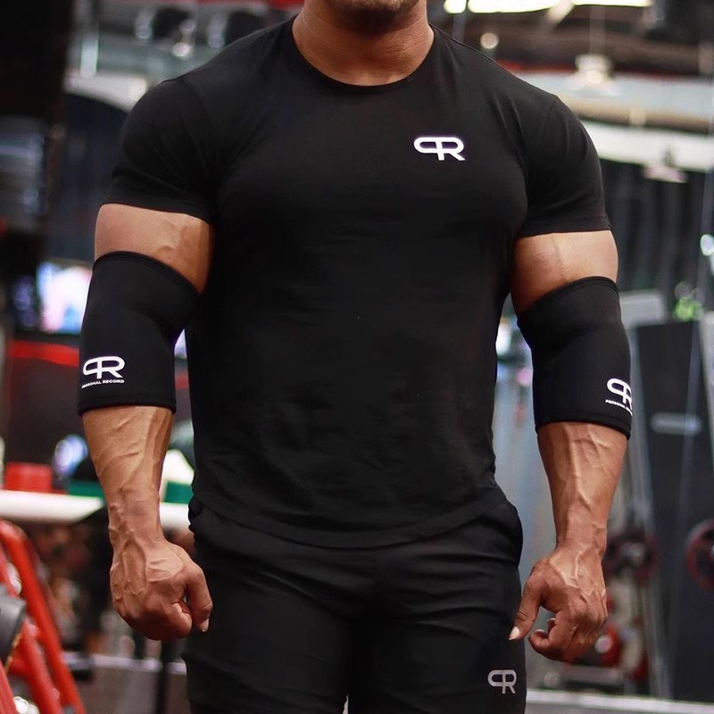 PR Premuim-Manga de codo para gimnasio, almohadillas deportivas de neopreno de 7mm, soporte para levantamiento de pesas, Crossfit, Protector de entrenamiento, 1 par