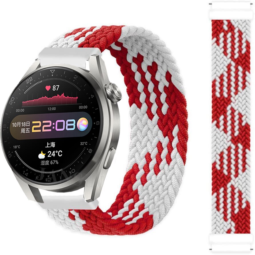 Correa trenzada para Amazfit gtr 3 pro gtr 3, Correa de nailon elástico para reloj Huami Amazfit GTR 3 Pro GTR 3: XS / Red and white