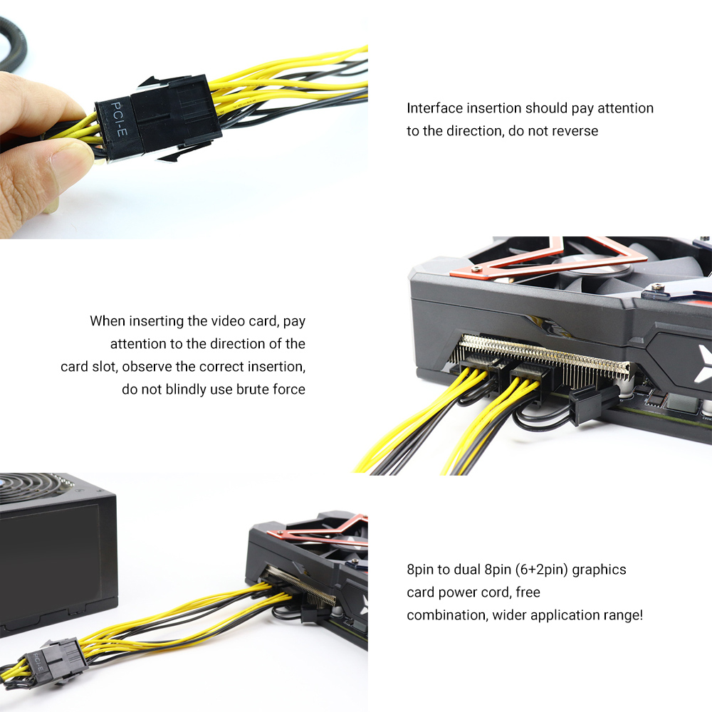 PCI Express-Cable de alimentación PCIE de 8 pines a doble 8 (6 + 2) Pines, tarjeta gráfica de vídeo VGA, adaptador de GPU, Cable divisor de fuente de alimentación