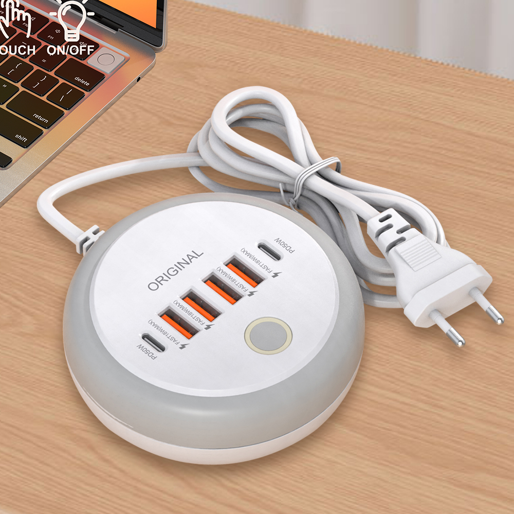 50W Power Strip Multi Port USB C Socket Fast Charging Wall Charger USB PD Charger Adapter For iPhone Huawei Realme Type C Phone: Dark Grey